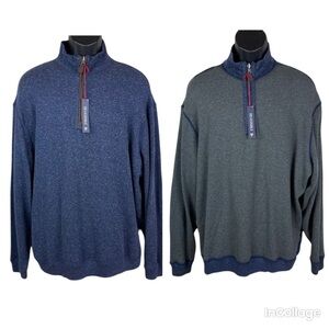 NWT Daniel Cremieux Men Reversible Quarter Zip Sweater Navy white / Dark Gray